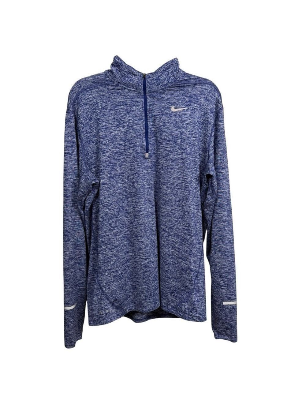 Nike Dri-Fit Blue Quarter Zip Long Sleeve Pullover Men's Large‎